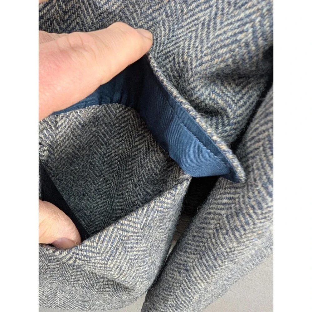 Vintage Haggar Tweed Blazer Jacket Size 44L Wool Gray Blue Herringbone Corpcore